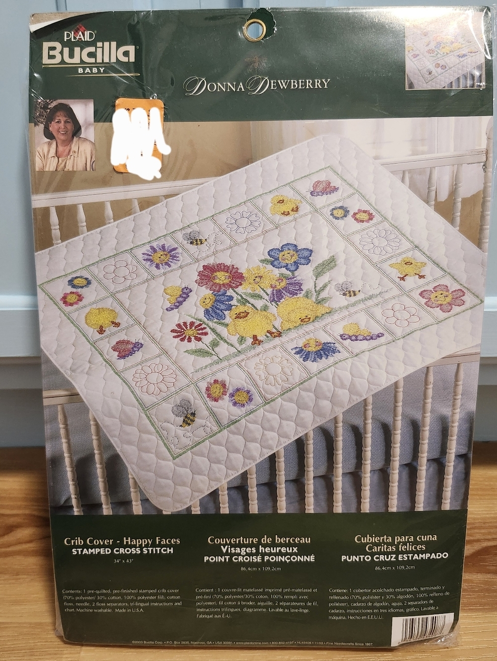 Bucilla Baby Collection HAPPY FACES Stamped Cross Stitch Quilt Kit 43408